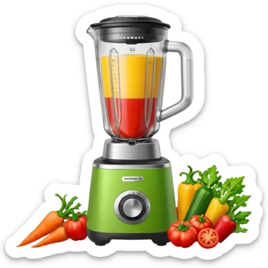 a blender with vegetables inside sticker