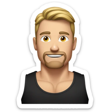 whiteguy doing shoulder press in black tank top sticker