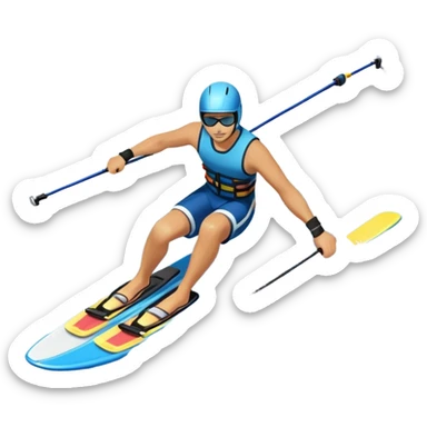 An icon featuring a close-up collage of water skis, splashing water across the surface. The design highlights the motion of the skis cutting through the water. Transparent background emphasizes the thrill of water skiing. sticker