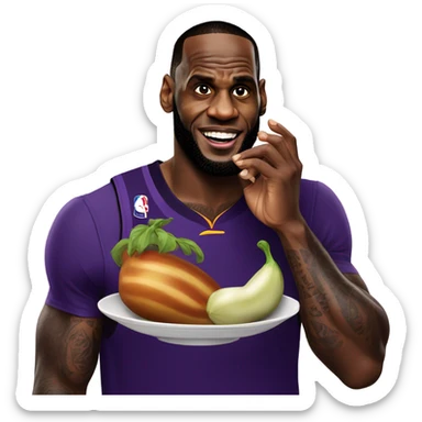 Lebron james eating eggplant  sticker