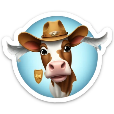 cow with wings and a ed cowboy hat sticker