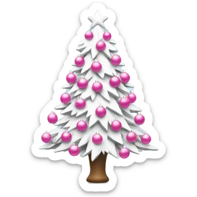 White Christmas tree with pink ornaments sticker