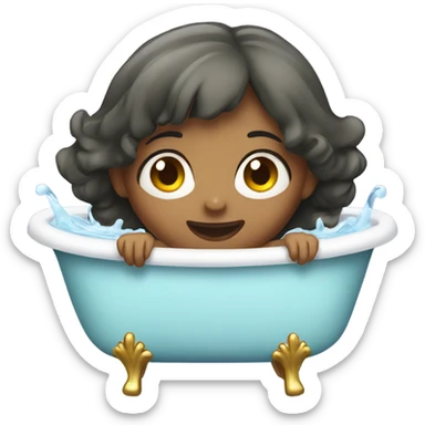Girl in bathtub with water sticker