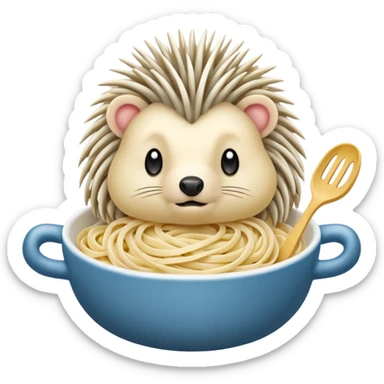 Porcupine holding fettuccine Alfredo  sticker