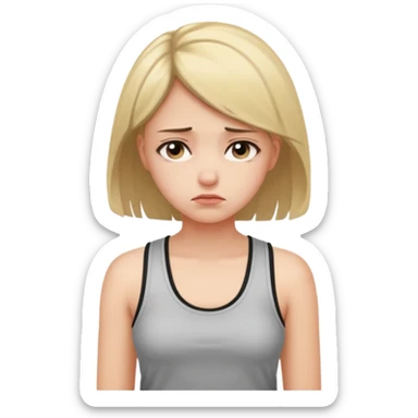 Mutsuz kız üstünde askılı kıyafet olan sticker