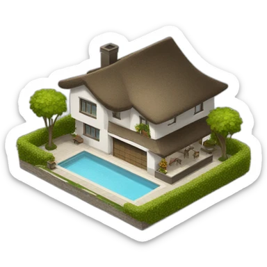 modern luxury house with  a thatched roof sticker