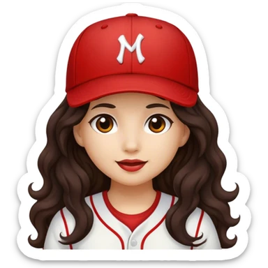 png image of girl with long dark hair wearing a baseball hat sticker