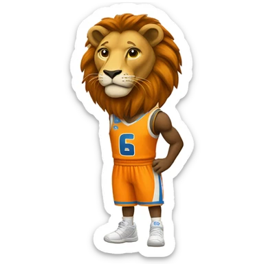 Lion with SU basketball uniform on sticker