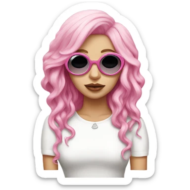 Lady-gaga-pink-hair-glasses  sticker