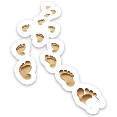 **Baby footsteps lead ahead of larger ones**, as if guiding the adult forward.  on sand sticker