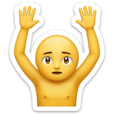 Yellow emoji struggling well, frowning, holding its arms up  sticker