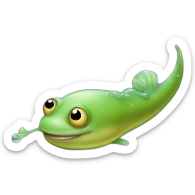 super happy microscopic tadpole-like creature, its teardrop-shaped head and long, whip-like tail  sticker