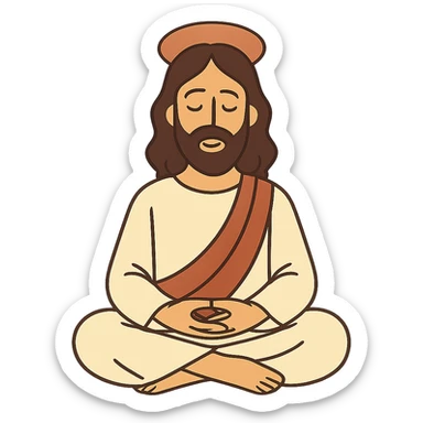 flat toon style Jesus meditating, peaceful expression sticker