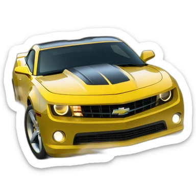 Yellow 2010 Chevrolet Camaro with wheels spinning sticker