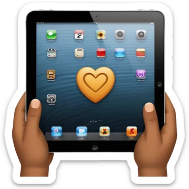 2 hands holding an ipad, no arms vertical sticker