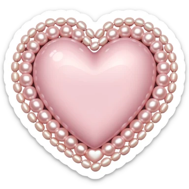 Pale pink heart with pale pink pearls around it  sticker