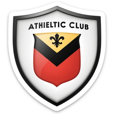 The logo is a shield shape with a black outline. The upper part of the shield contains the words "ATHLETIC CLUB" in black capital letters on a white background. Below this, the shield is divided diagonally.  sticker
