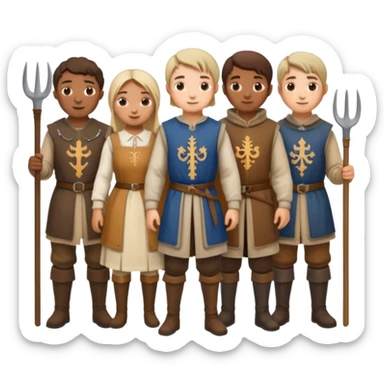 les villageois qui certains ont des fourches  sapé en moyen age sticker