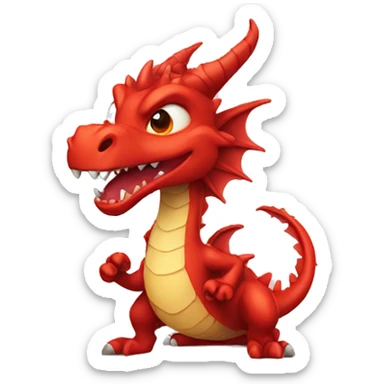 red ferocious dragon sticker
