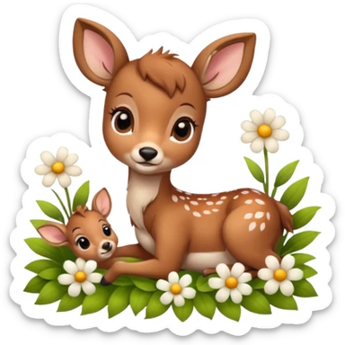 baby deer with flower sticker