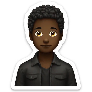 un niño con pelo liso y cafe oscuro con ojos negros sticker