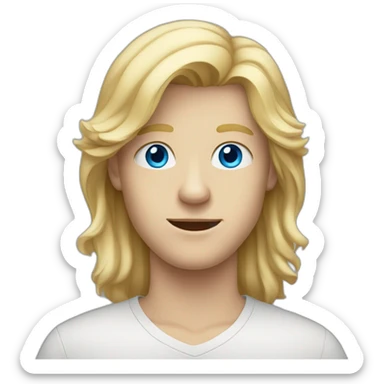 blue-eyed teen-ager man with long blond hair sticker
