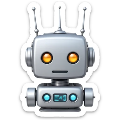 Retro-futuristic robot with a boxy head and antennas sticker