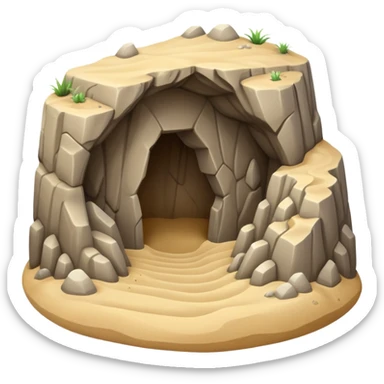 generate realistic detailed cave in 3d style with sand  sticker