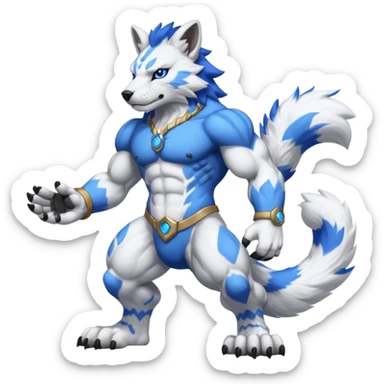 Anthropomorphic anthro furry digitigrade WereGarurumon (full body) sticker