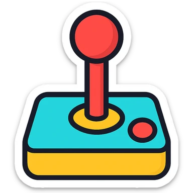joystick, lineal color icon style, clean lines, vibrant color fill, modern and playful, suitable for app icon sticker