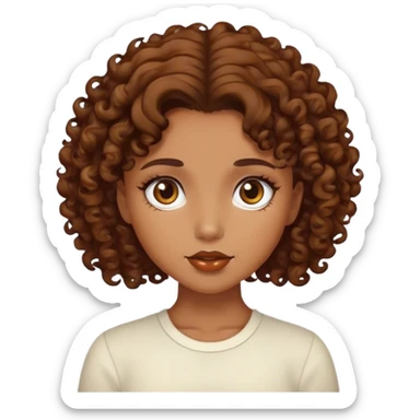 girl with caramel colored skin and curly dark brown hair  sticker