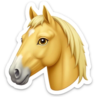 A mature yellow horse with its face facing us. sticker