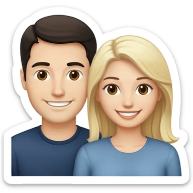 Boyfriend and girlfriend faces. Both white, man has dark hair and girl has blonde hair sticker