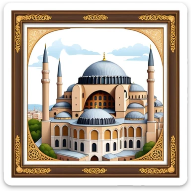 Cinematic Realistic Hagia Sophia Landmark Emoji, depicted with the majestic historic architecture rendered with intricate detail and dramatic, timeless lighting. sticker