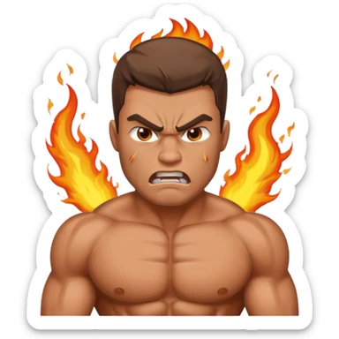 burning angry bodybuilder man  sticker