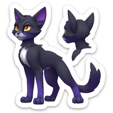 Anthro Dark Colorful shiny Edgy Cool Shy Grumpy FurSona Feline Fakemon Full Body sticker