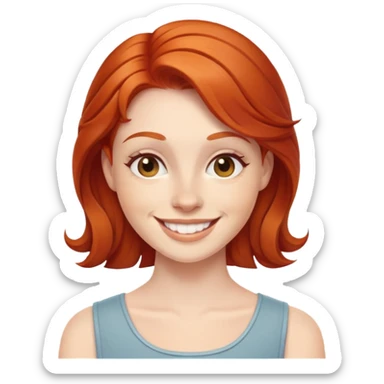 Redhead with smile sticker