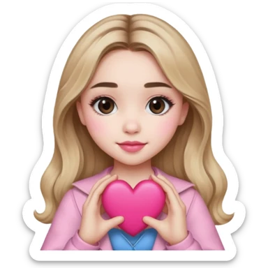 Sabrina Carpenter with a pink heart sticker
