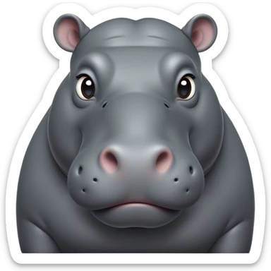 cinematic-noble-hippo-portrait-emoji,-poised-and-regal,-with-a-massive,-robust-build-and-a-smooth,-sleek-slate-gray-hide,-deep-set-soulful-eyes,-simplified-yet-sharp-and-sophisticated-features,-highly-detailed,-glowing-with-a-soft radiance sticker