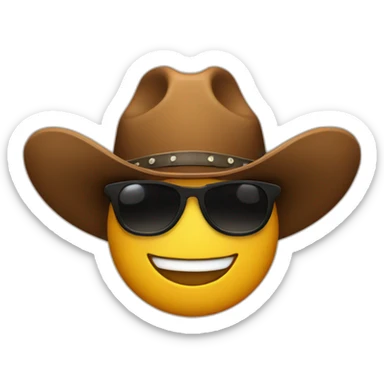 Smiling emoji with a brown cowboy hat with black sunglasses  sticker