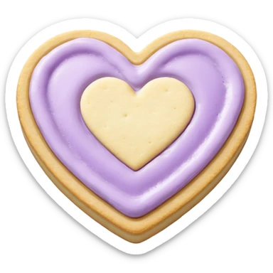 Realistic shortbread cookie in the shape of a heart with pale lilac color jelly middle filling and sprinkled powder sugar on top. sticker