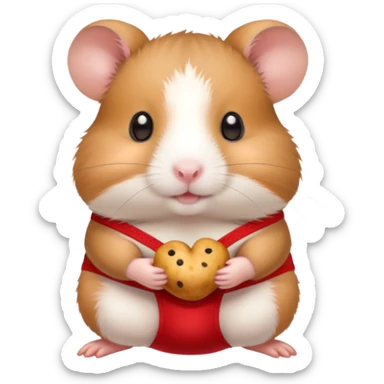 Hamster wearing underwear holding a mini hamster sticker