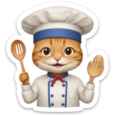 happy chef cat with a chef hat and apron cheerful sticker