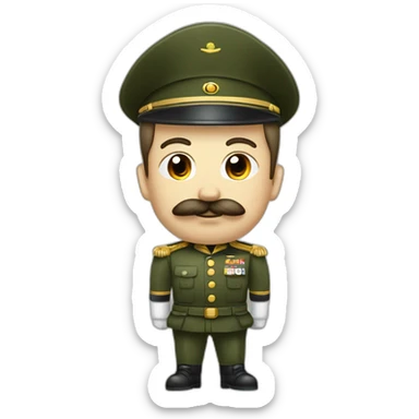 Homme avec moustache carré en tenue militaire levant bras a 120° sticker