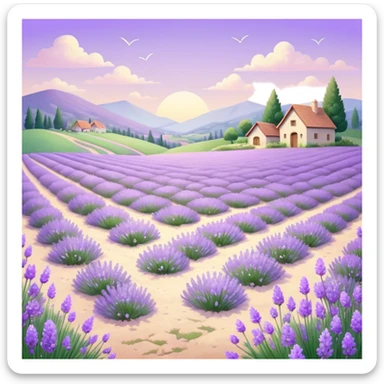 Shiny beautiful glossy purply pastel whitish light sparkly glittery sunny bright lavender lilac flower fields aesthetic scenery grass field cottagecore pastelcore lavendercore realistic real life photo collage image  sticker