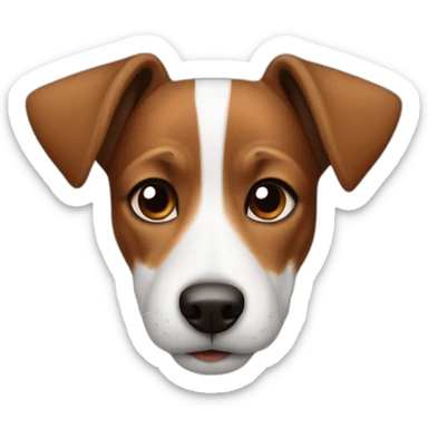 jack russel dog with half of head brown and other half white sticker