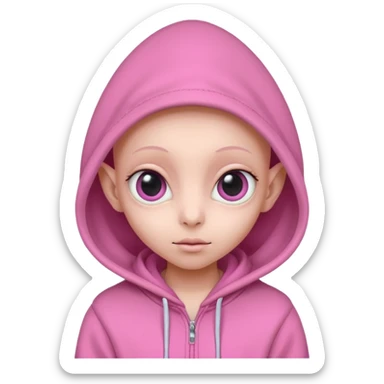 Aliens Pink, hoodie, cute big eye, thin ears, half body sticker