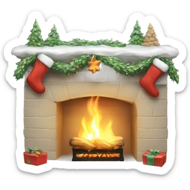 white Christmas fireplace sticker