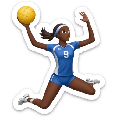 Emoji de Chica de voley pero que parezca que esta saltando  Saque flotante pero con un solo valon y que sea morena la chica sticker
