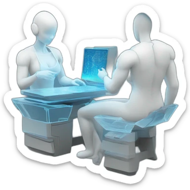 Biomedical-Engineer-studying-hologram-3d-model-of-breast sticker